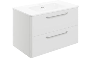 TROON 810mm 2 Drawer Wall Unit & Basin - White Gloss