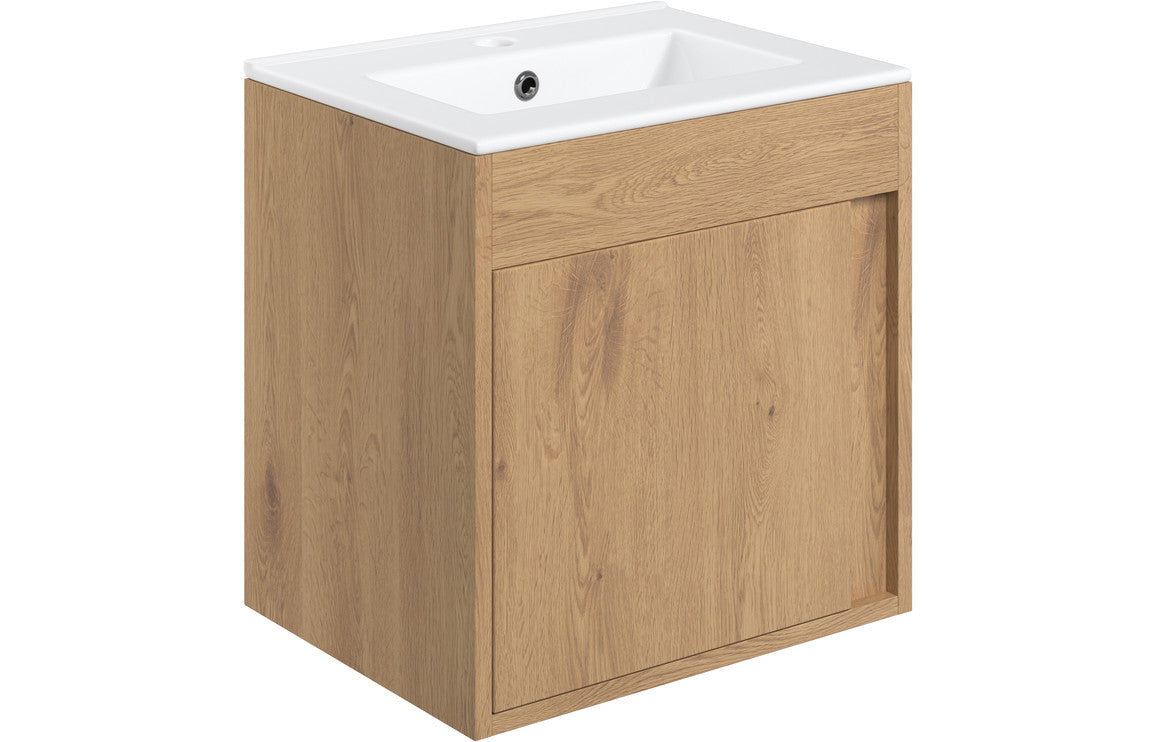 CAPRINGTON 510mm Wall Hung Unit Inc. Basin - Seville Oak