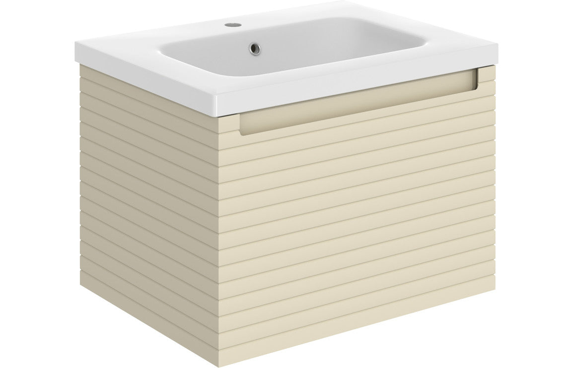 BARASSIE 615mm Wall Hung 1 Drawer Basin Unit & Basin - Matt Cotton