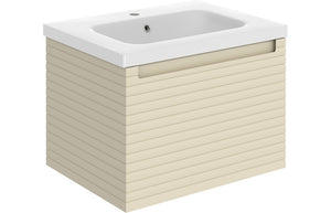 BARASSIE 615mm Wall Hung 1 Drawer Basin Unit & Basin - Matt Cotton