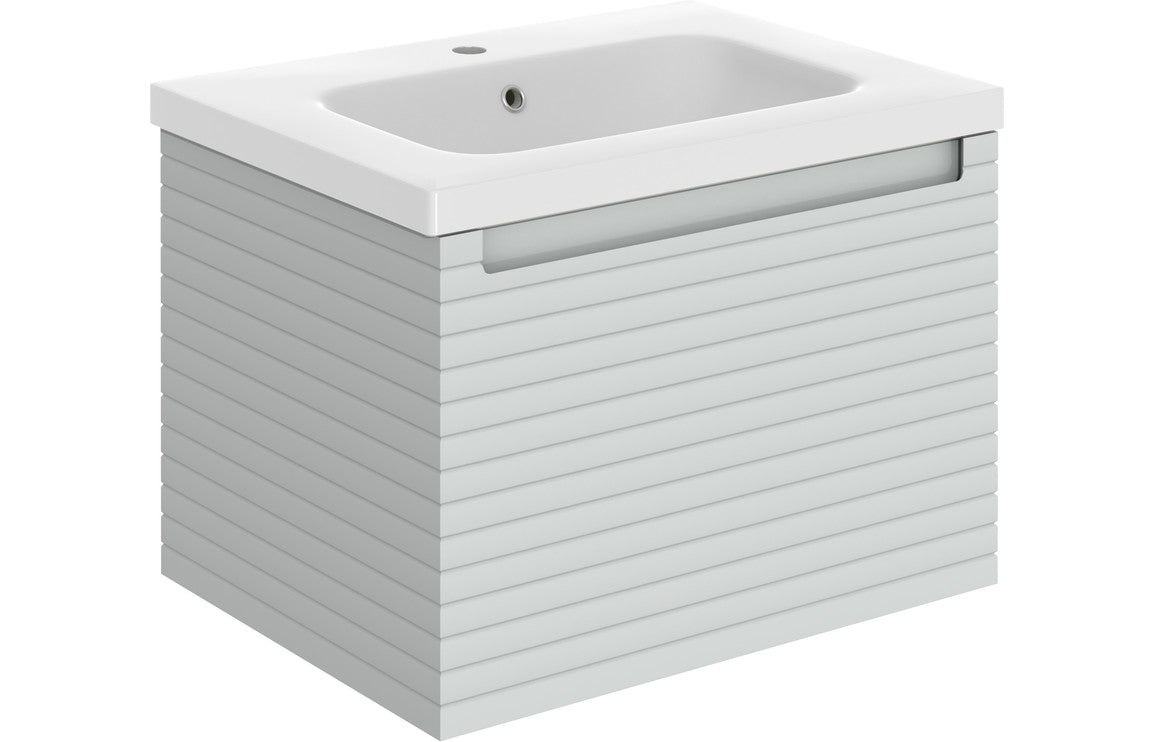 BARASSIE 615mm Wall Hung 1 Drawer Basin Unit & Basin - Matt Cotton
