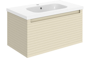 BARASSIE 815mm Wall Hung 1 Drawer Basin Unit & Basin - Matt Cotton