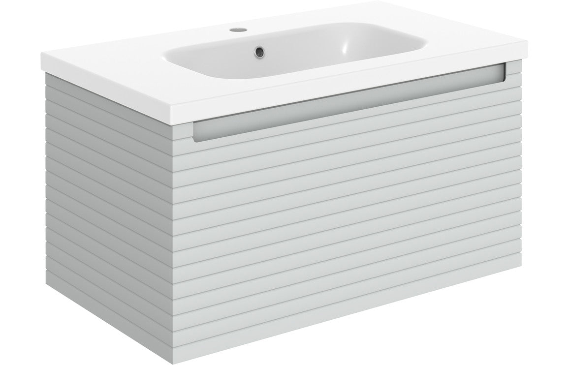 BARASSIE 815mm Wall Hung 1 Drawer Basin Unit & Basin - Matt Cotton