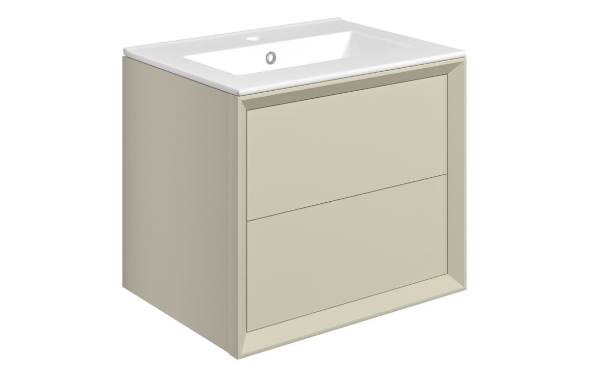 DUNDONALD 615mm Wall Hung 2 Drawer Basin Unit & Basin - Matt Clay