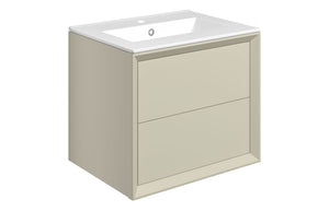 DUNDONALD 615mm Wall Hung 2 Drawer Basin Unit & Basin - Matt Clay