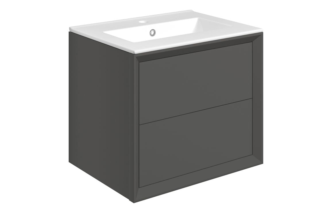 DUNDONALD 615mm Wall Hung 2 Drawer Basin Unit & Basin - Matt Clay