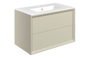 DUNDONALD 815mm Wall Hung 2 Drawer Basin Unit & Basin - Matt Clay