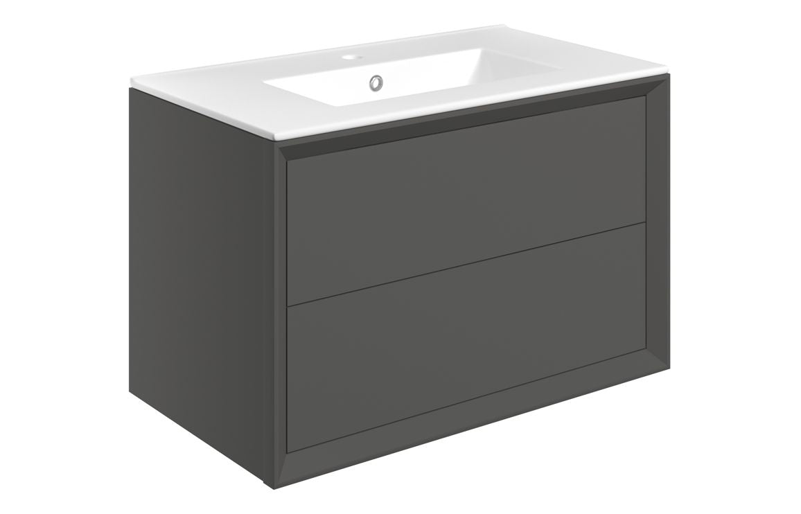 DUNDONALD 815mm Wall Hung 2 Drawer Basin Unit & Basin - Matt Clay