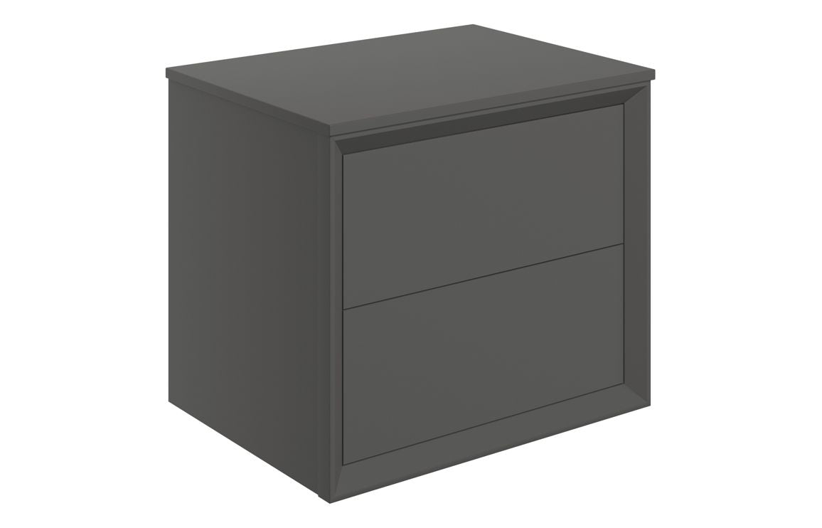 DUNDONALD 600mm Wall Hung 2 Drawer Basin Unit & Top - Matt Clay