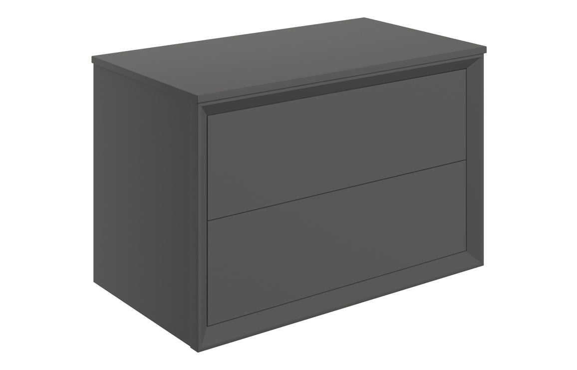 DUNDONALD 800mm Wall Hung 2 Drawer Basin Unit & Top - Matt Clay