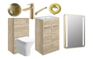 WILSON 510mm F/S Furniture Pack - Oak w/Brushed Brass Finishes