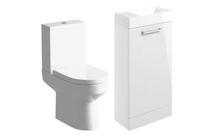 WILSON 410mm F/S Basin Unit & C/C Toilet Pack - White Gloss