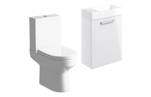 WILSON 410mm W/H Basin Unit & C/C Toilet Pack - White Gloss