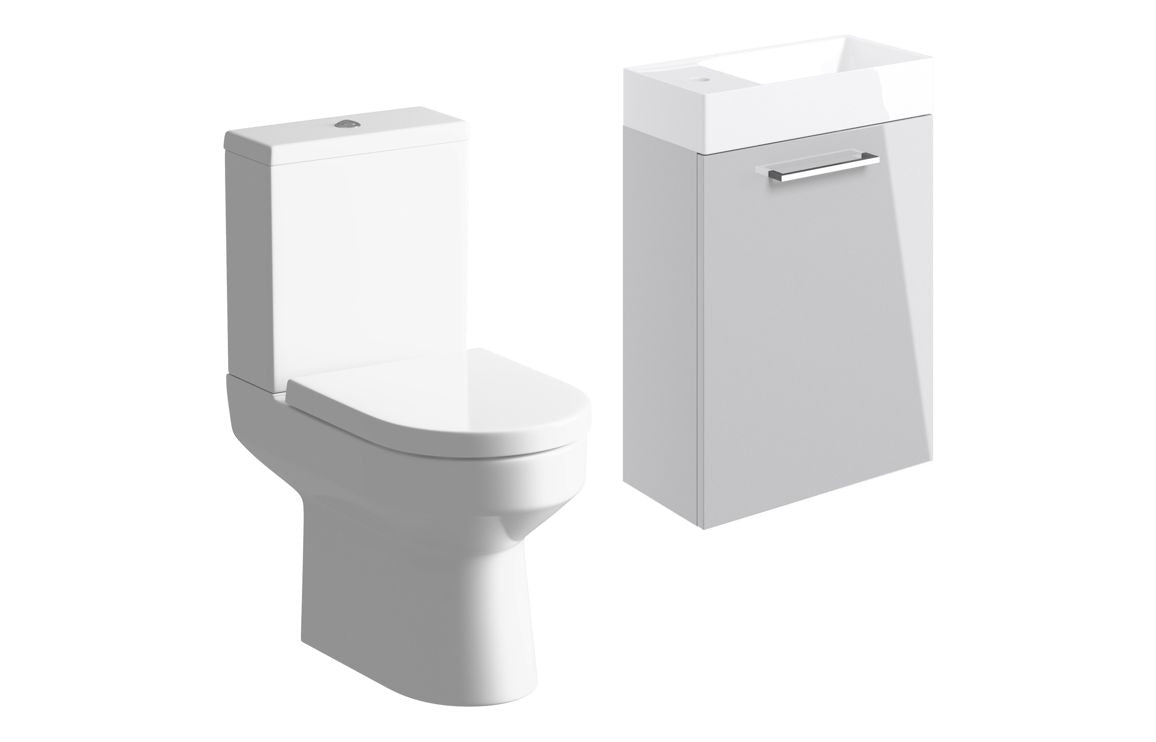 WILSON 410mm W/H Basin Unit & C/C Toilet Pack - Grey Gloss