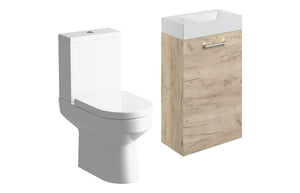 WILSON 410mm W/H Basin Unit & C/C Toilet Pack - Oak