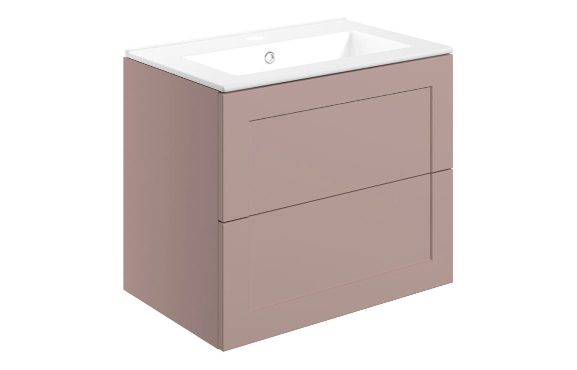 ARRAN 615mm Wall Hung 2 Drawer Basin Unit & Basin - Matt Peony