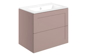 ARRAN 615mm Wall Hung 2 Drawer Basin Unit & Basin - Matt Peony
