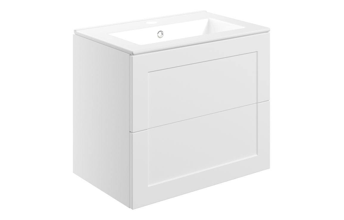 ARRAN 615mm Wall Hung 2 Drawer Basin Unit & Basin - Matt Peony