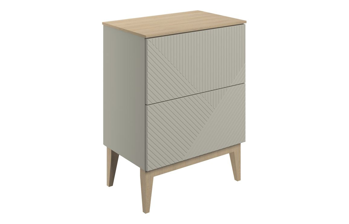 GAILES 610mm Floor Standing 2 Drawer Basin Unit & Maple Oak Effect Worktop - Matt Graphite Grey