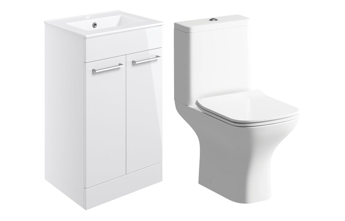 WILSON 510mm Floor Standing Unit & Close Coupled WC Pack - Anthracite Gloss