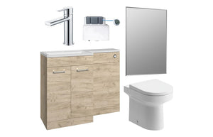 CAMPBELL 1100mm Furniture & BTW WC Pack - Oak (RH)