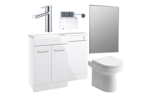 CAMPBELL 1100mm Furniture & BTW WC Pack - White Gloss (LH)