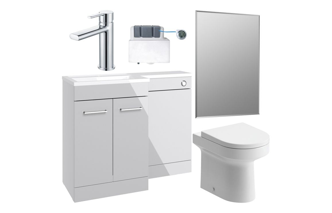 CAMPBELL 1100mm Furniture & BTW WC Pack - Grey Gloss (LH)