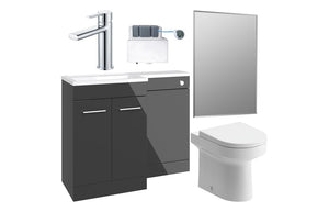 CAMPBELL 1100mm Furniture & BTW WC Pack - Anthracite Gloss (LH)