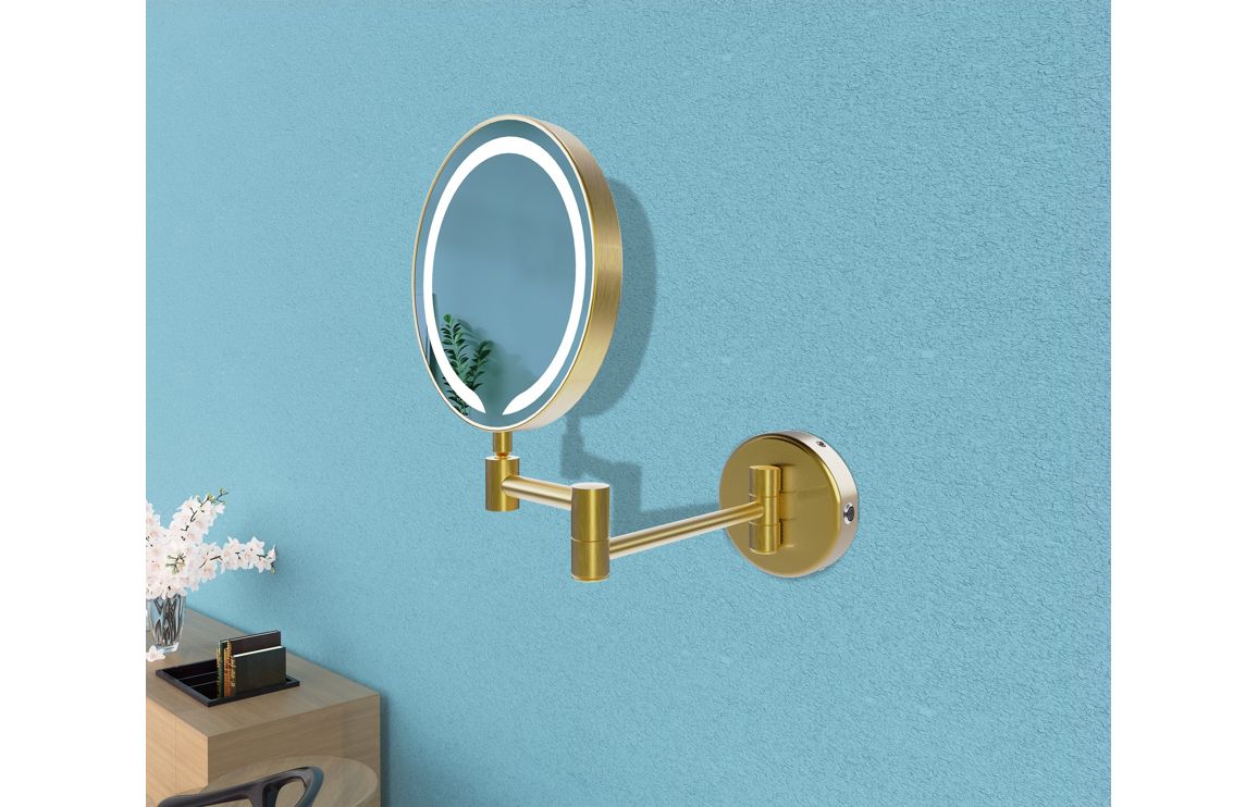 VIEWPOINT Round LED Cosmetic Mirror - Brushed Brass