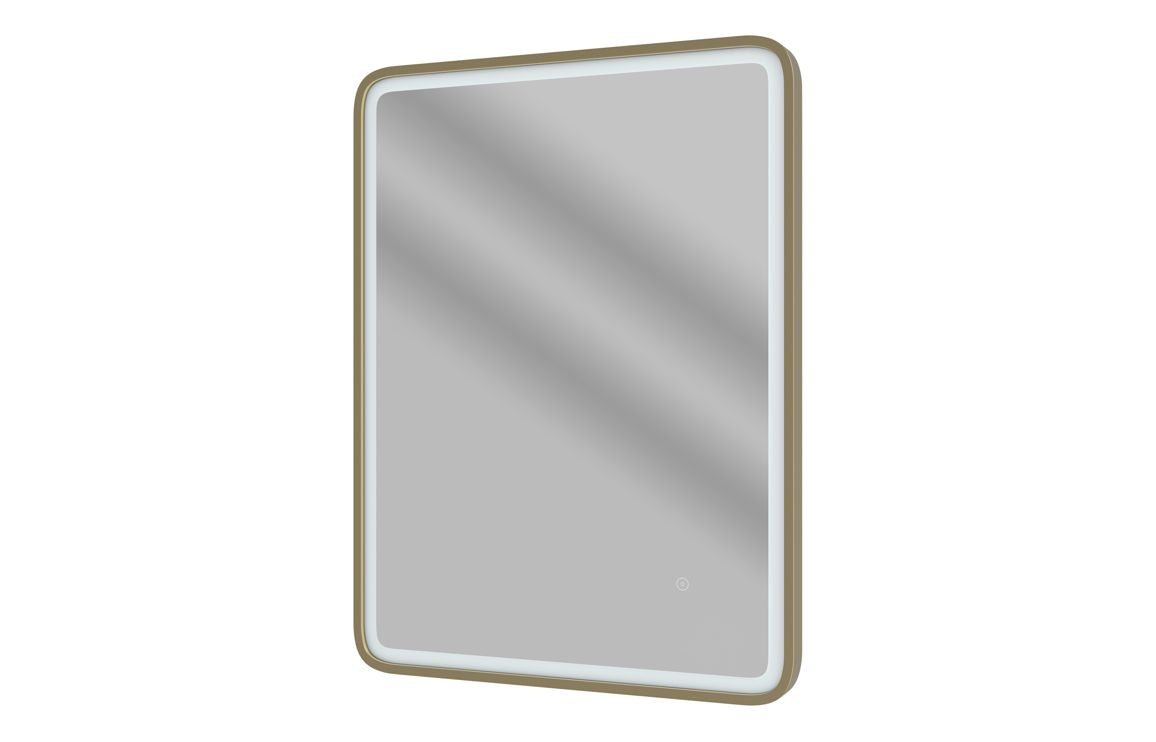 ILLUSION 600mm Rectangle Front-Lit LED Mirror - Brushed Brass