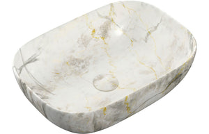 RIFT 460x330mm Ceramic Washbowl - White Marble Eff