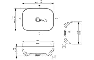 RIFT 460x330mm Ceramic Washbowl - White Marble Eff