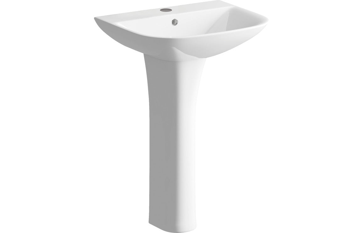 BUTE 560x450mm 1TH Basin & Full Pedestal (Boxed)