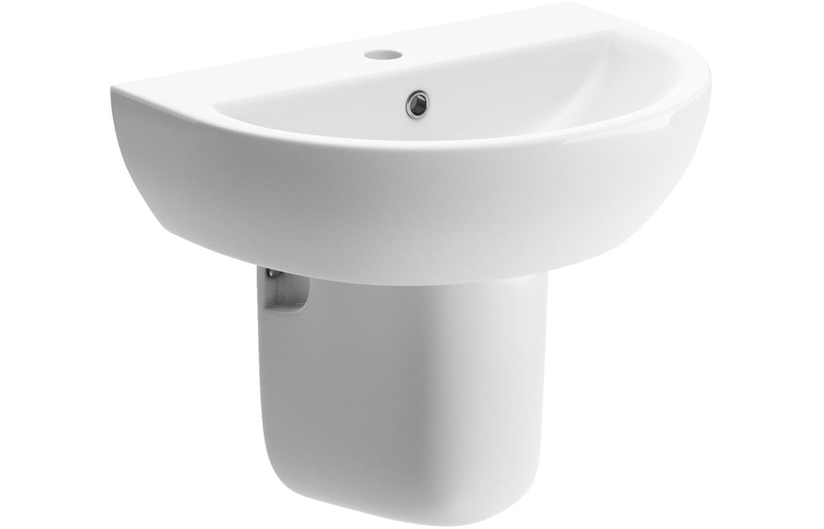 ALBION 550x400mm 1TH Basin & Semi Pedestal