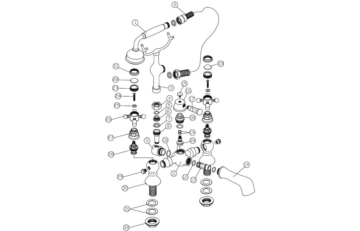 MEIKLE Bath/Shower Mixer & Shower Kit - Brushed Brass