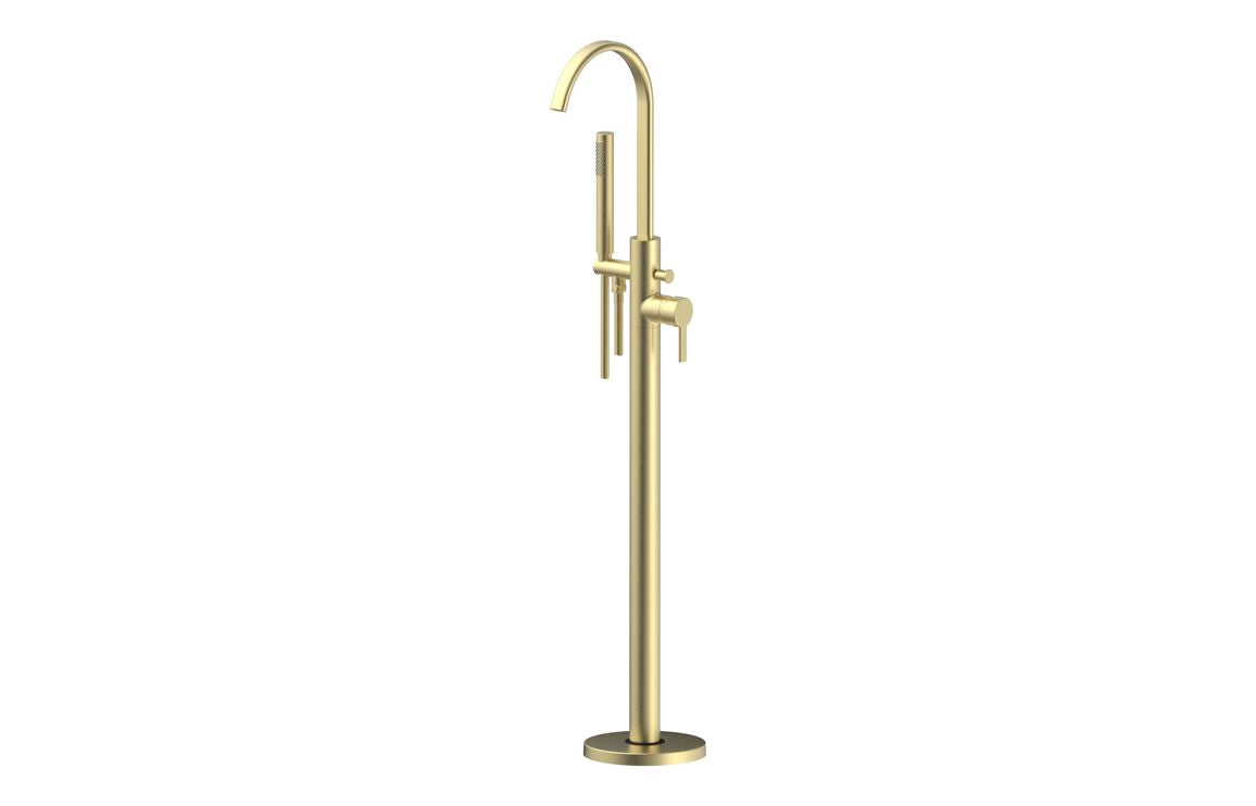 WYVIS Floor Standing Bath/Shower Mixer - Brushed Brass