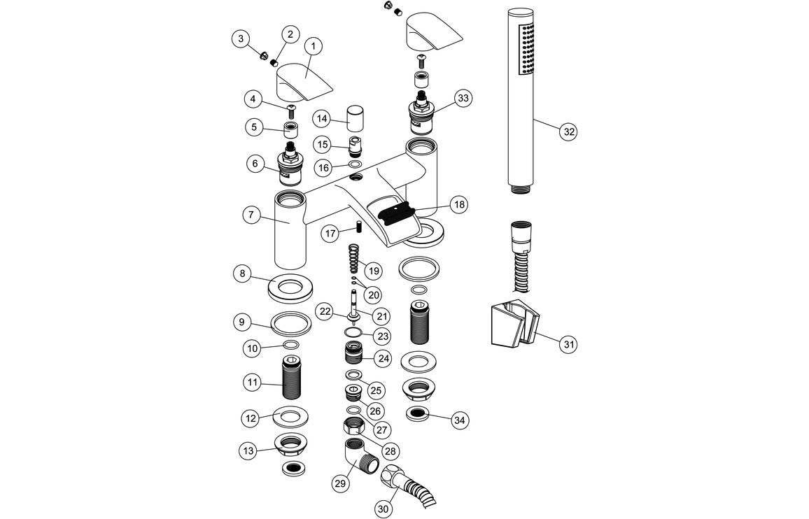 FYNE Bath/Shower Mixer - Chrome