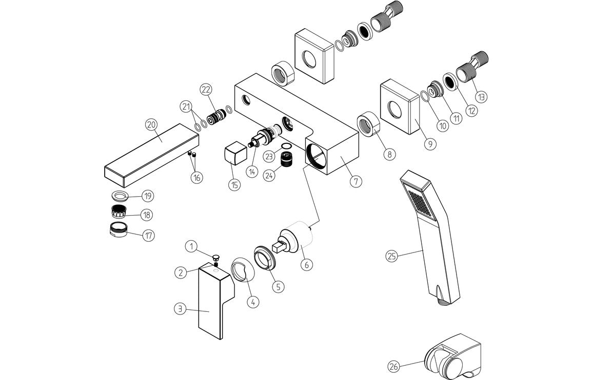 SCAPA Wall Mounted Shower Mixer & Shower Kit - Chrome