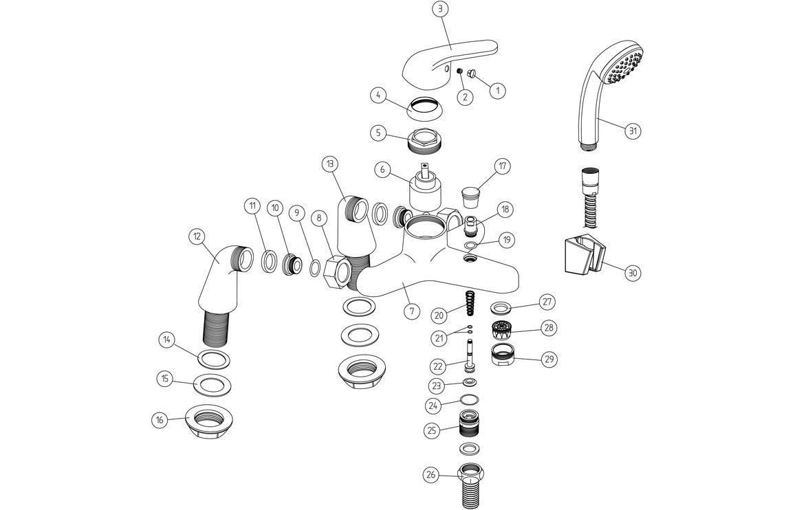 GRANT Bath/Shower Mixer - Chrome