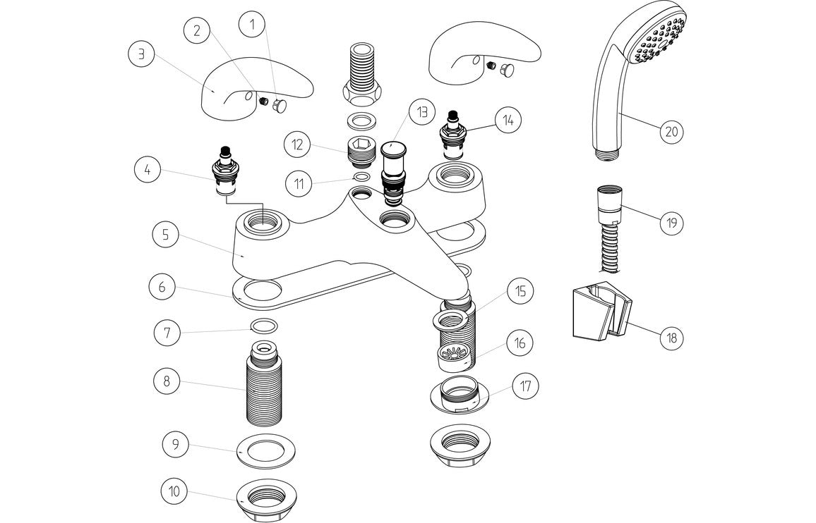 GRANT Low Pressure Bath/Shower Mixer - Chrome
