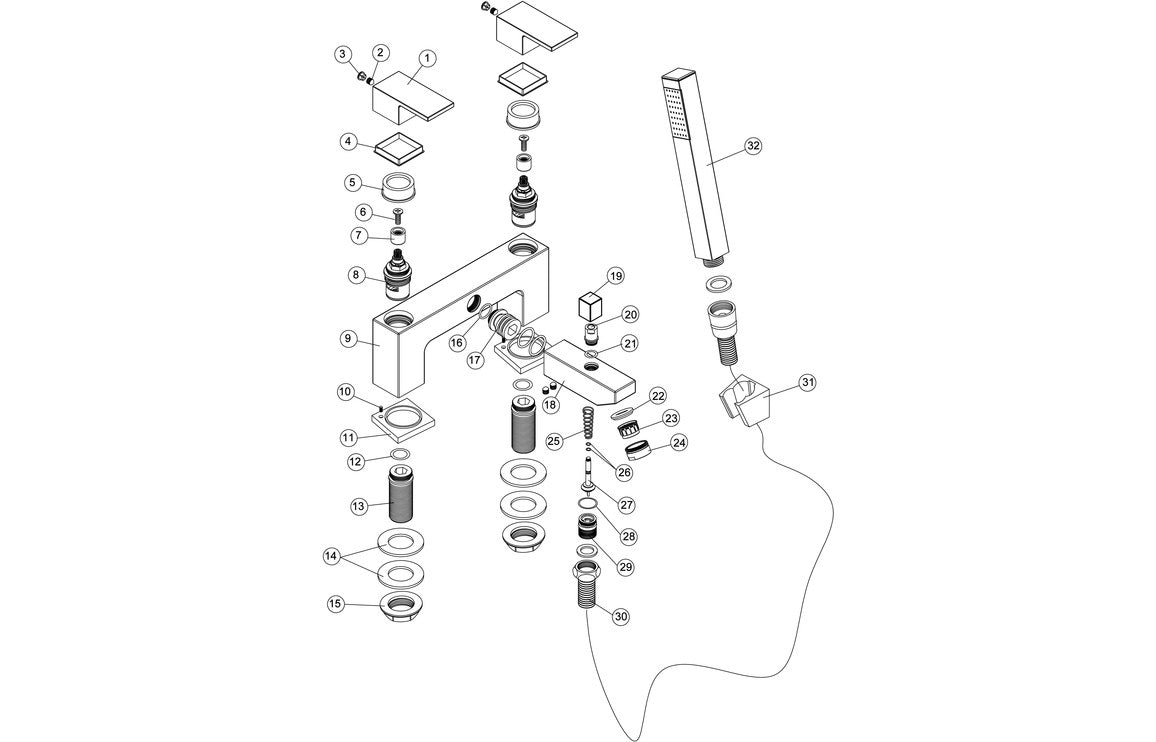 ESK Bath/Shower Mixer & Bracket - Chrome