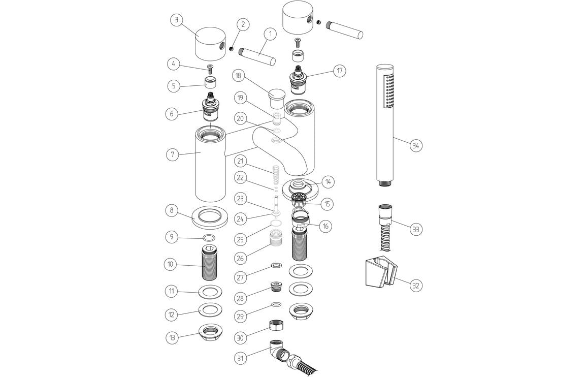 SCOTIA Bath/Shower Mixer & Bracket - Brushed Bronze