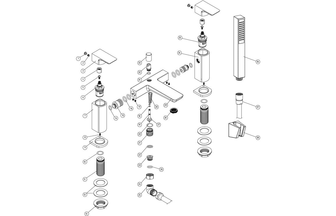 DEWAR Bath/Shower Mixer - Matt Black