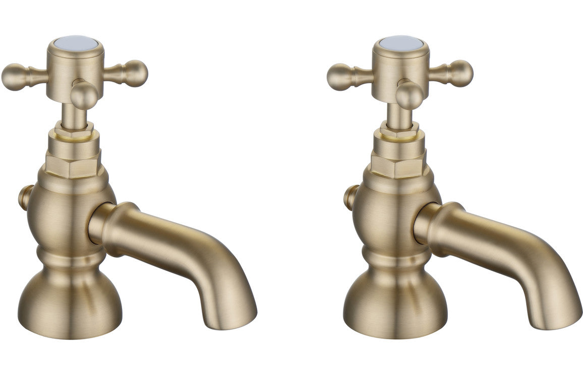 MEIKLE Bath Pillar Taps - Brushed Brass