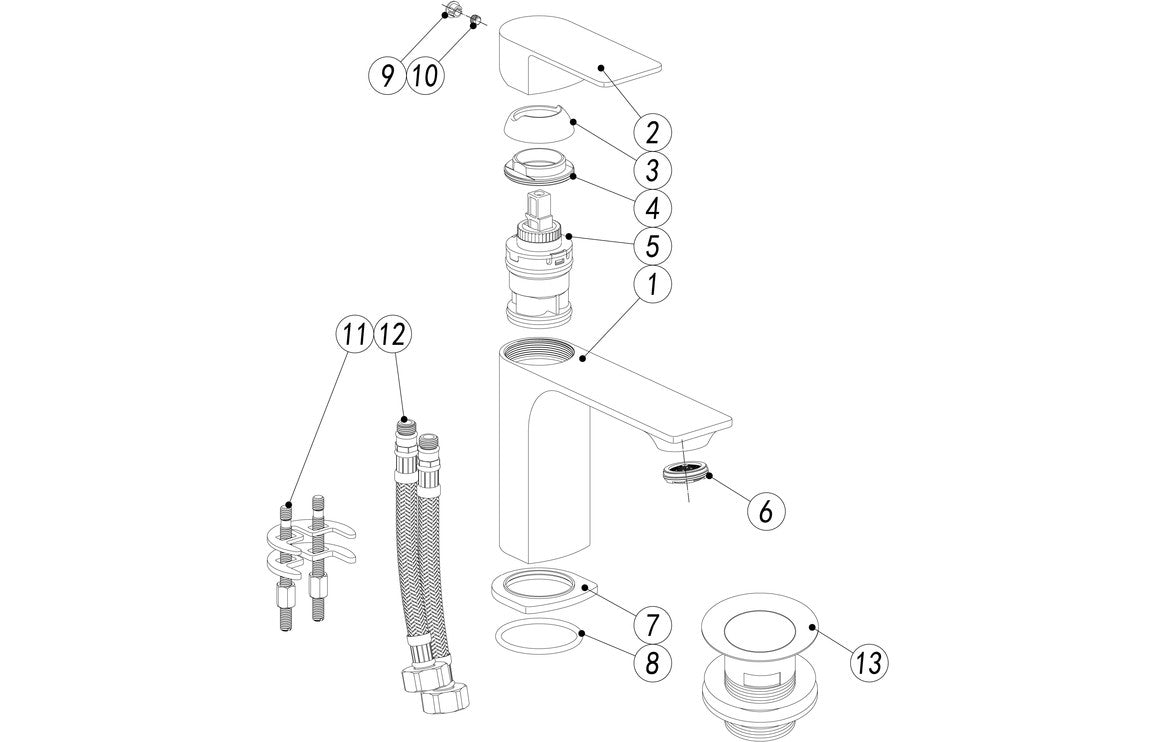 NEVIS Basin Mixer & Waste - Matt Black