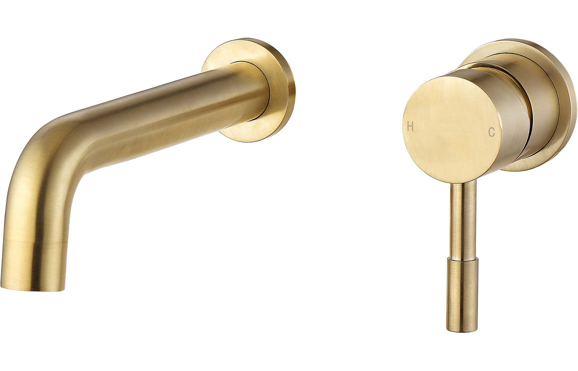 SCOTIA Wall Mounted Basin Mixer - Brushed Brass