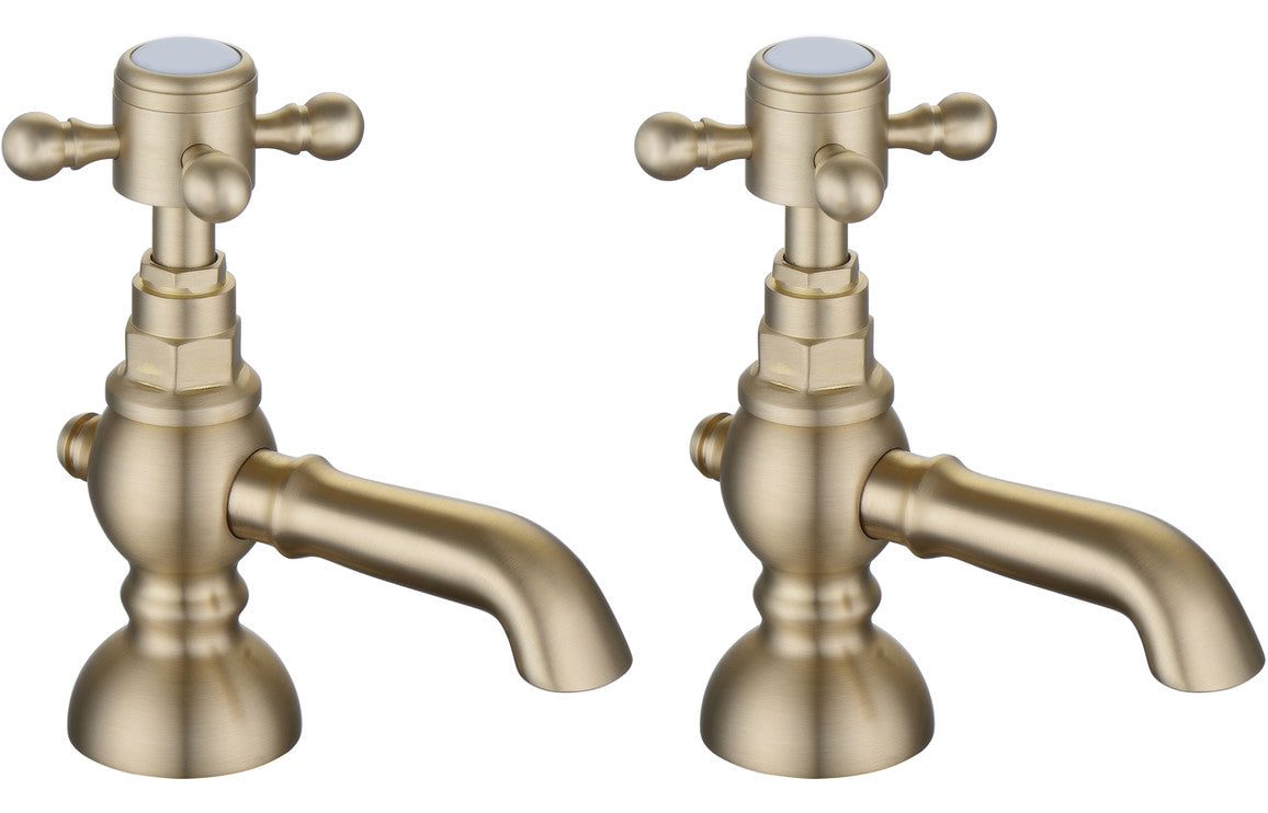 MEIKLE Basin Pillar Taps - Brushed Brass