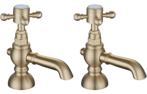 MEIKLE Basin Pillar Taps - Brushed Brass