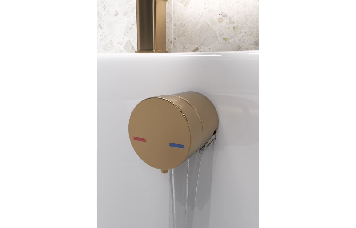 Bath Overflow Filler w/Integrated Valve - Brushed Brass