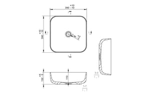 CADDY 400mm Ceramic Square Washbowl & Waste - Matt